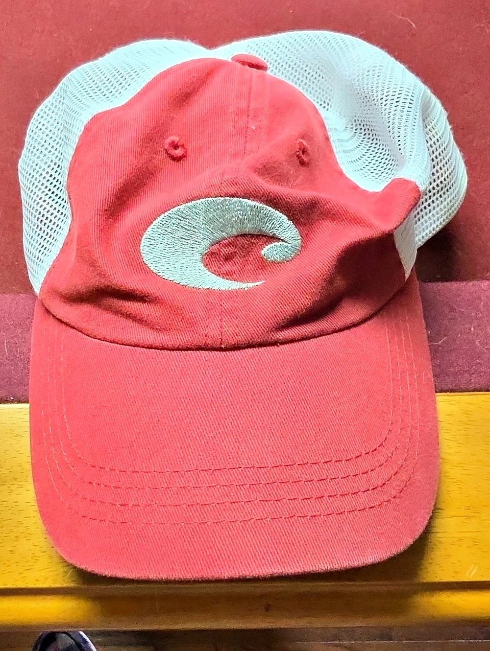 Costa Del Mar Red & White Mesh Trucker Hat